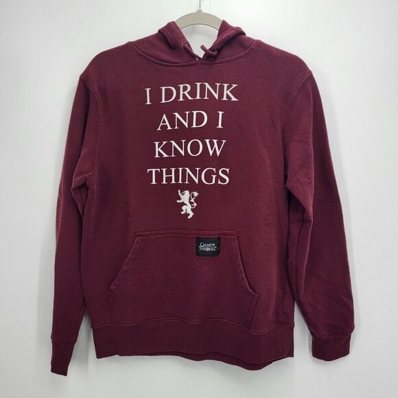Game of Thrones Hoodie‎ Small Burgundy I DRINK AND I KNOW THINGS HBO Official - Picture 1 of 10